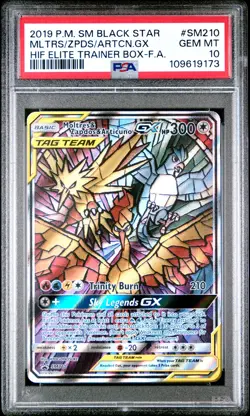 2019 POKEMON SM BLACK STAR PROMO FULL ART/MOLTRES & ZAPDOS & ARTICUNO GX PSA 10 - Image 1