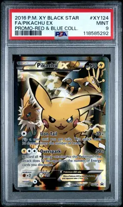 2016 POKEMON XY BLACK STAR PROMO RED & BLUE COLL FULL ART/PIKACHU EX PSA 9 - Image 1