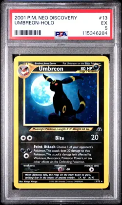 2001 POKEMON NEO DISCOVERY #13 UMBREON-HOLO PSA 5 - Image 1