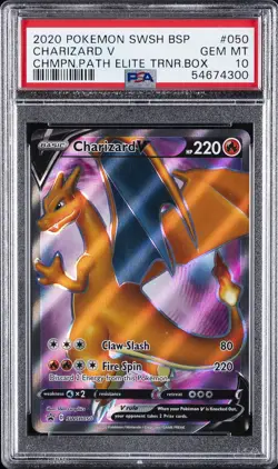 2020 POKEMON SWSH BLACK STAR PROMO #050 CHARIZARD V PSA 10 - Image 1