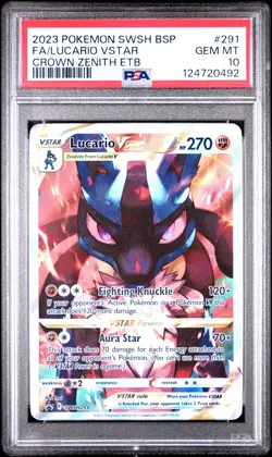 2023 POKEMON SWSH BLACK STAR PROMO #291 FULL ART/LUCARIO VSTAR PSA 10 - Image 1