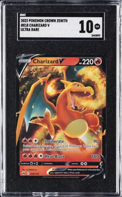 2023 POKEMON CROWN ZENITH ULTRA RARE #018/159 CHARIZARD V SGC 10 GM - Image 1