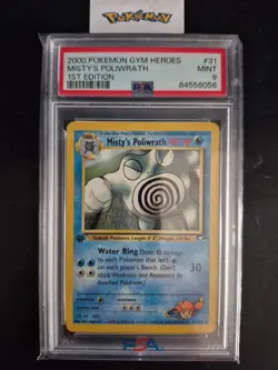 First Edition 2000 Pokemon Gym Heroes 31/132 Misty's Poliwrath PSA Mint 9 - Image 1