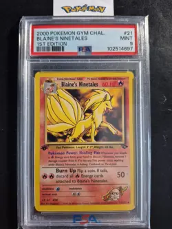 First Edition 2000 Pokemon Gym Challenge 21/132 Blaine's Ninetales PSA Mint 9 - Image 1