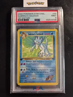 First Edition 2000 Pokemon Gym Challenge 30/132 Sabrina's Golduck PSA Mint 9 - Image 1