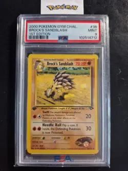 First Edition 2000 Pokemon Gym Challenge 36/132 Brock's Sandslash PSA Mint 9 - Image 1