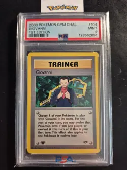 First Edition 2000 Pokemon Gym Challenge 104/132 Giovanni PSA Mint 9 - Image 1