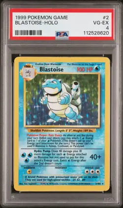 1999 POKEMON BASE SET UNLIMITED #2 BLASTOISE-HOLO PSA 4 - Image 1