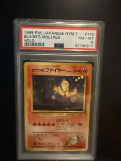PSA 8 Blaine’s Moltres Japanese Pokemon Card Gym 2 1999 - Image 1