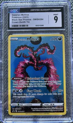 2023 Galarian Moltres SWSH284 Black Star Promo Pokemon Card *NM* CGC 9 - Image 1