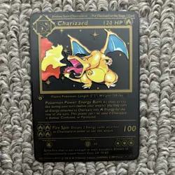 Pokemon 1st Edition Charizard Black METAL card for display/gift Base Set 4/102 - Image 1