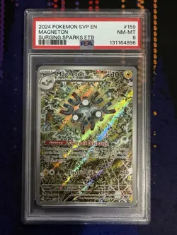 Pokemon 2024 Magneton Black Star Promo #159 PSA 8 Surging Sparks - Image 1