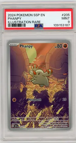 PSA 9 2024 Pokemon TCG Phanpy Surging Sparks #205 Special Illustration Rare - Image 1