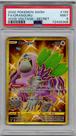 Pokemon - PSA 9 MINT 2020 SWSH Vivid Voltage Oranguru Secret Rare 199/185 - Image 1