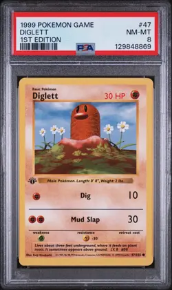 1999 Pokemon Base Set #47 Diglett - 1st Edition (PSA 8 NM-MT) - Image 1