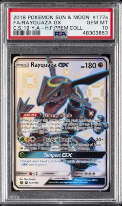2018 POKEMON SUN & MOON CELESTIAL STORM #177A FULL ART/RAYQUAZA GX PSA 10 - Image 1