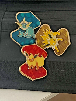 Lot of 3 VMAX Official Pokemon TCG Enamel Pins-Flareon, Vaporeon, Jolteon - Image 1