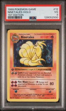 Ninetales Holo 12/102 Base Set 1st Edition Pokemon 1999 PSA 3 - Image 1