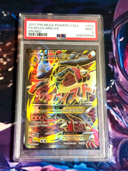 2017 POKEMON MEGA POWERS COLL PROMO #55A FULL ART/M LUCARIO EX PSA 9 - Image 1