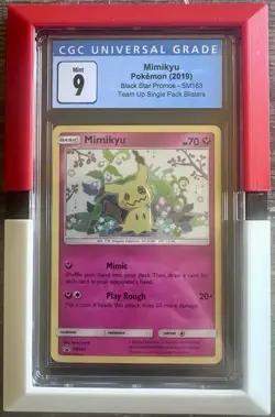 CGC 9 MINT Mimikyu SM163 Pokemon SM Black Star Promo Team Up With frame - Image 1