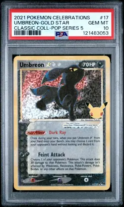 2021 POKEMON CELEBRATIONS CLASSIC COLL #17 UMBREON-GOLD STAR PSA 10 - Image 1