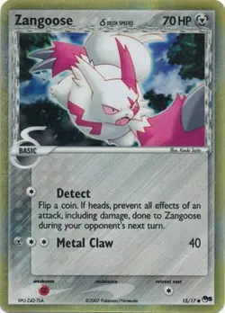 Moderately Played Zangoose (Delta Species) - 15 - Common - Mirror Holo Pokemon P - Image 1