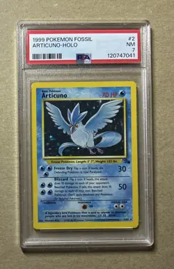 1999 Pokemon Fossil Articuno Holo Card #2 PSA 7 - Image 1