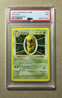1999 Pokemon Base Set Kakuna Card #33 PSA 7 - Image 1