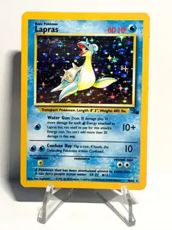 Lapras 10/62 Pokemon Card TCG Fossil Unlimited Holo MP - Image 1