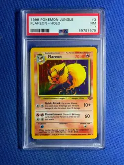 1999 Pokemon Jungle Flareon Holo Rare Card 3/64 PSA 7 - Image 1