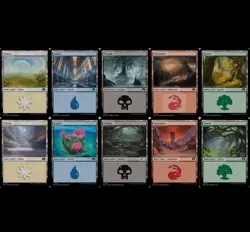 100 Magic The Gathering Basic Land Lot - 20/Each Color, Mixed Sets - Image 1