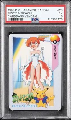 1998 POKEMON JPN BANDAI CARDDASS VENDING #23 MISTY & PIKACHU PSA 5 - Image 1