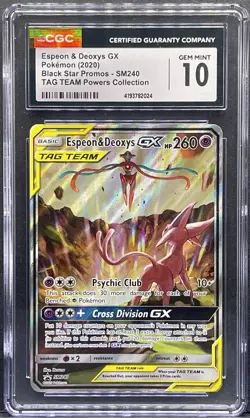 Pokemon Espeon & Deoxys GX Tag Team Black Star 2020 Promo SM240 CGC 10 Pristine - Image 1