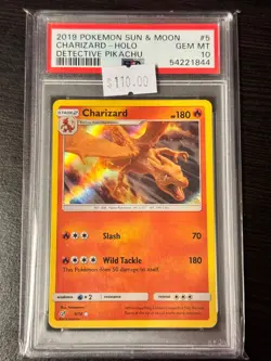 Pokemon: 2019 Pokemon Sun & Moon #5 Charizard-Holo Detective Pikachu Gem Mt 10 - Image 1