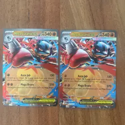 (2) Pokemon TCG Mega Lucario Ex Mega Evolutions Double Rare 077/132 NM - Image 1