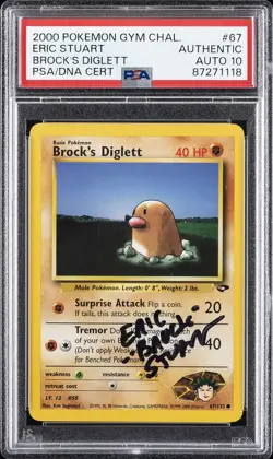2000 POKEMON GYM CHALLENGE #67 BROCK'S DIGLETT PSA AUTHENTIC AUTO 10 - Image 1