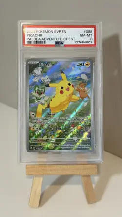 2024 Pokemon SVP EN #088 - Pikachu - Paldia Adventure Chest- PSA 8! - Image 1