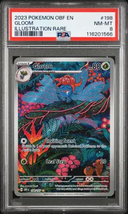 Gloom Illustration Rare Pokemon Obf En-Obsidian Flames 198 NM PSA 8 - Image 1
