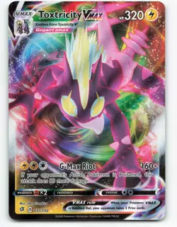 2020 Pokemon, Rebel Clash, #71/192 Toxtricity VMAX, Holo Ultra Rare - Image 1