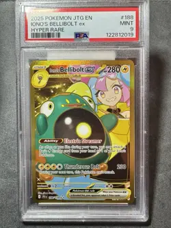 2025 Pokemon JTG EN Iono’s Bellibolt EX Hyper Rare #188 PSA 9 - Image 1