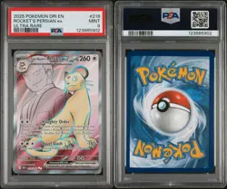 2025 POKEMON DRI EN-DESTINED RIVALS ULTRA RARE TEAM ROCKET'S PERSIAN EX PSA 9 - Image 3