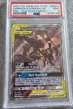 Pokemon TCG Umbreon Darkrai GX SM241 Black Star Promo Card, PSA 9 Mint Condition - Image 1