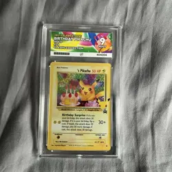 Pokemon Card Ace 9 Mint Celebrations Birthday Pikachu 24 Holo Black Star - Image 1