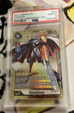 2023 DIGIMON PROMO DIGIMON CARD GAME 2ND ANNIVERSARY SET #084 OMNIMON PSA 10 - Image 1