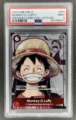 PSA 9 Monkey D Luffy P-001 One Piece Premium Collection 25th Promo Card English - Image 1