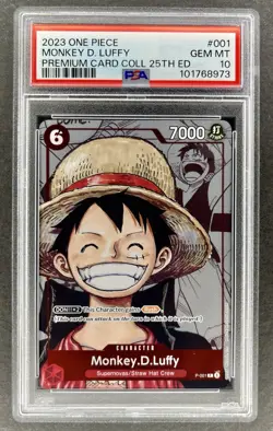 PSA 10 Monkey D Luffy P-001 One Piece Premium Collection 25th Promo Card English - Image 1