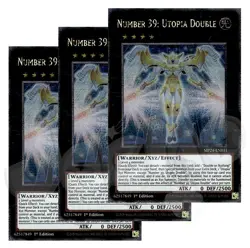 Yugioh Number 39: Utopia Double x 3 - 1st Edition QCR NM - Free Holo Card - Image 1