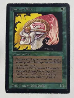 Llanowar Elves Beta HP Heavy Play MTG Magic The Gathering - Image 1