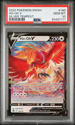 2022 POKEMON SWORD & SHIELD SILVER TEMPEST #140 HO-OH V PSA 10 - Image 1