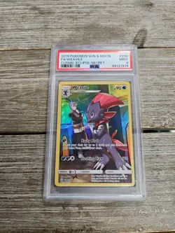 PSA 9 2019 Pokemon Sun & Moon FA/Weavile Cosmic Eclipse-Secret #238 - Image 1